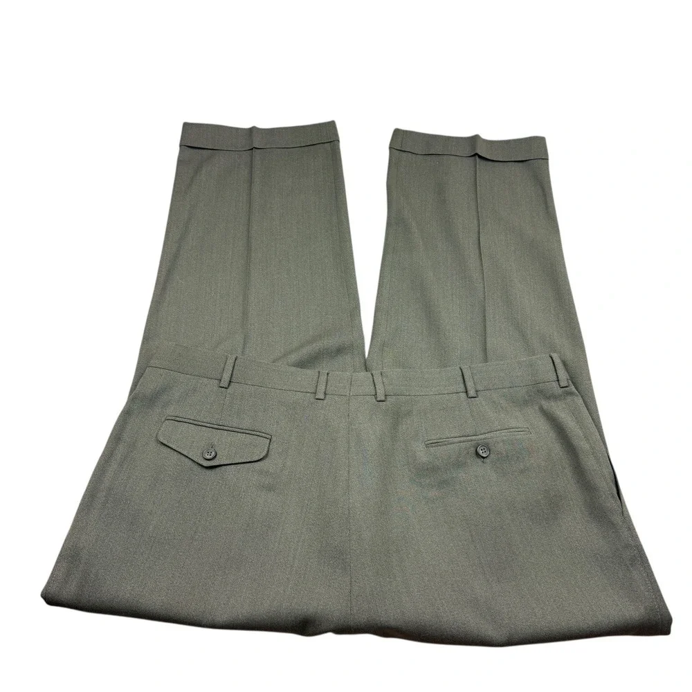 Paul Stuart Mens‎ Pleated Wool Dress Pants Trousers Made in Italy Gray Size 42